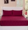 Red Traditional 210 TC Cotton 1 Single Bedsheet With 1 Pillow Cover Folklore Collection
