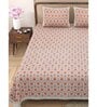 Red Traditional 240 TC Pure Cotton King Sized Double Bedsheet with 2 Pillow Covers