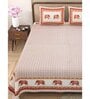 Red Traditional 240 TC Pure Cotton King Sized Double Bedsheet with 2 Pillow Covers
