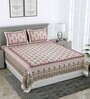 Red Traditional 240 TC Pure Cotton King Sized Double Bedsheet with 2 Pillow Covers