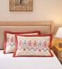 Red Patterned 300TC Cotton 20 x 30 Inches Pillow Covers (Set of 2)