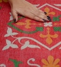 Red Traditional Polyester 24x24 Inches Skid-Resistant Backing Prayer Mats (Pack of 1)