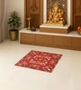 Red Traditional Polyester 24x24 Inches Skid-Resistant Backing Prayer Mats (Pack of 1)