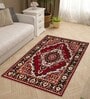 Red Traditional Polyester 3 ft x 5 ft Machine Made Carpet