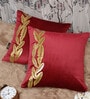 Red Floral Velvet 16 x 16 Inch Cushion Covers (Set of 2)