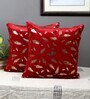 Red Velvet Floral 16x16 inches Cushion Covers (Pack of 2)