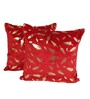 Red Velvet Floral 16x16 inches Cushion Covers (Pack of 2)