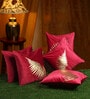 Red Floral Velvet 16 x 16 Inches Cushion Covers (Set of 5)