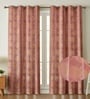 Red Velvet Feather 5Ft Ring Top Window Curtains Pack of  2