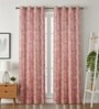 Red Velvet Feather 5Ft Ring Top Window Curtains Pack of  2