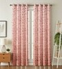 Red Velvet Feather 9Ft Ring Top Long Door Curtains Pack of  2