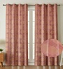 Red Velvet Feather 9Ft Ring Top Long Door Curtains Pack of  2