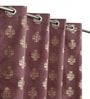 Red Velvet Floral 5 Foot Ring Top Window Curtains Set Of 2