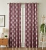 Red Velvet Floral 5 Foot Ring Top Window Curtains Set Of 2