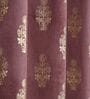 Red Velvet Floral 9 Foot Ring Top Door Curtains Set Of 2