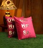 Red Quoted Velvet 16 x 16 Inches Cushion Covers (Set of 2)