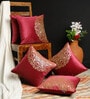 Red Traditional Velvet 16 x 16 Inches Cushion Covers (Set of 5)