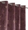 Red Velvet Leaf Print 7Ft Ring Top Door Curtain Pack of 1