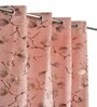 Red Velvet Leaf Print 7Ft Ring Top Door Curtain Pack of 1
