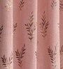 Red Velvet Leaf Print 9Ft Ring Top Long Door Curtains Pack of  2