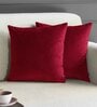 Red Solid Velvet 16 x 16 Inches Cushion Covers (Set of 2)