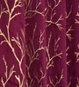 Red Velvet Tree Branch  5 Foot Ring Top Window Curtains Set Of 2