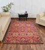 Red Vintage Polyester 4 x 6 Feet Machine Made Carpet