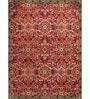 Red Vintage Polyester 6 x 9 Feet Machine Made Carpet