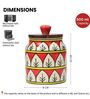 Red White Jodhpuri Hand Painted Ceramic Jar with Wooden Lid Set of 2