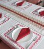 Red White Striped Cotton Blend (Set of 6) Placemat With Napkins
