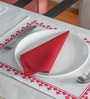 Red White Striped Cotton Blend (Set of 6) Placemat With Napkins