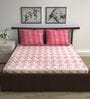 Red Whitee Abstract 144 Tc Cotton Double Bedsheet With 2 Pillowcovers