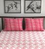 Red Whitee Abstract 144 Tc Cotton Double Bedsheet With 2 Pillowcovers