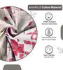 Red Whitee Abstract 144 Tc Cotton Double Bedsheet With 2 Pillowcovers