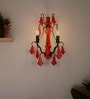 Patrice Red Wood and Steel Candle Wall Light