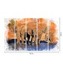 Red Wood Multiple Frames Beautiful Elephants Art Panels