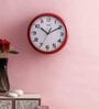 Red Engineered Wood Modern Wall Clock