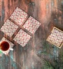Red and Gold Set of 6 Coasters with Stand Resin With MDF Wood