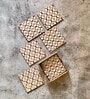 Red and Gold Set of 6 Coasters with Stand Resin With MDF Wood