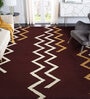 Maroon Abstract Blended Wool 6 ft x 9 ft Hand Tufted Carpet