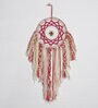 Red Wool and Cotton Cobweb Bee Dreamcatcher