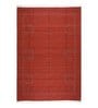 Red Wool Cotton Machine Embroideryed Machine Woven 9 x 6 Feet Dhurrie