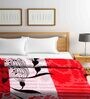 Red Floral Wool 600 GSM Double Bed Blanket
