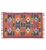 Red Wool & Jute Geometric 108 x 72 Inches Hand Woven Dhurries