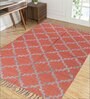 Red Wool & Jute Abstract 72 x 48 Inches Hand Woven Dhurries