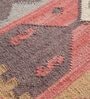 Red Wool & Jute Abstract 72 x 48 Inches Hand Woven Dhurries