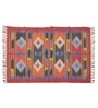Red Wool & Jute Geometric 72 x 48 Inches Hand Woven Dhurries