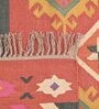 Red Wool & Jute Abstract 96 x 60 Inches Hand Woven Dhurries