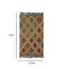 Red Wool Jute Block Printed Hand Woven 5 x 2 Feet Dhurrie