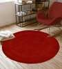 Red Wool Solid Hand Woven 4.9 x 4.9 feet Carpet